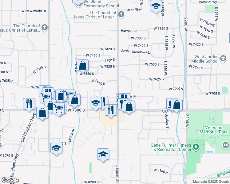 map of restaurants, bars, coffee shops, grocery stores, and more near 7726-7728 2700 West in West Jordan