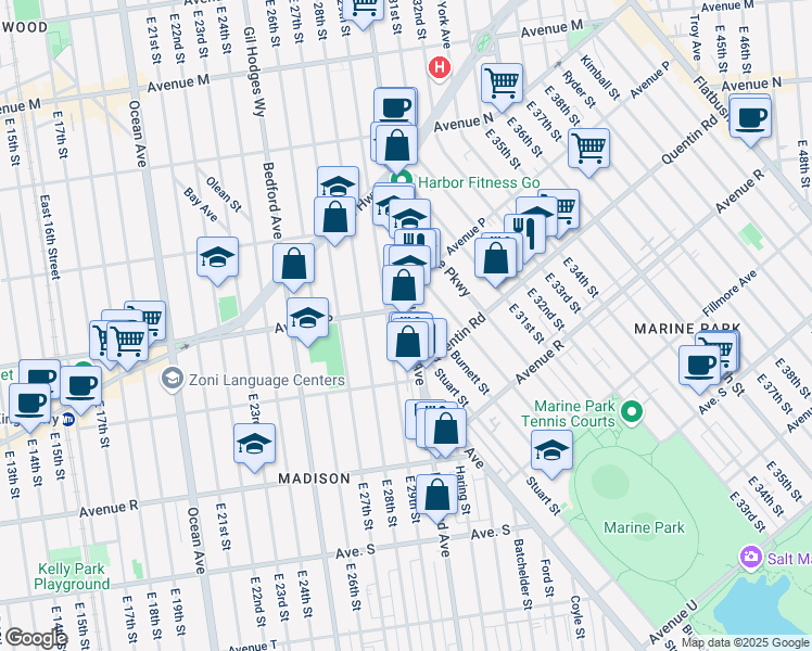 map of restaurants, bars, coffee shops, grocery stores, and more near 2992 Nostrand Avenue in Brooklyn