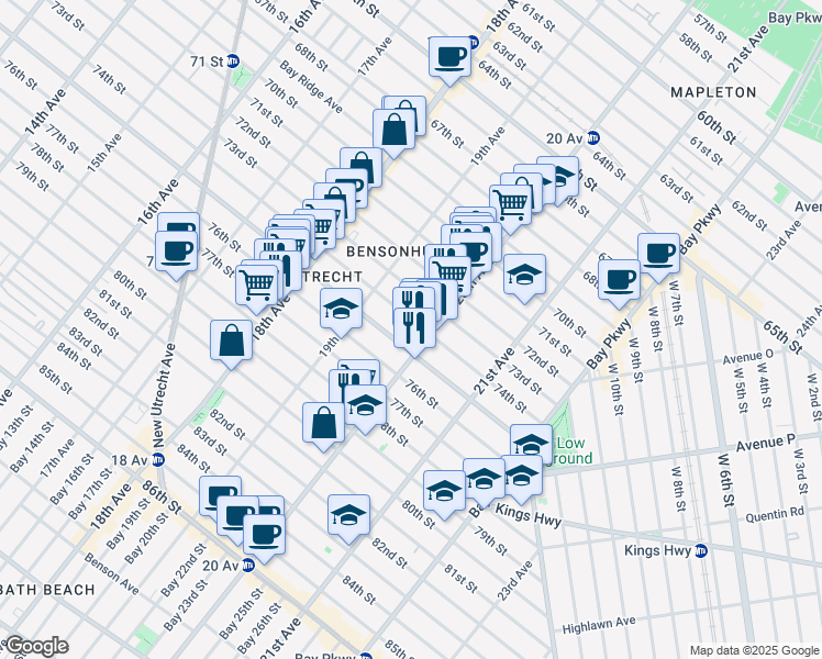 map of restaurants, bars, coffee shops, grocery stores, and more near in Brooklyn