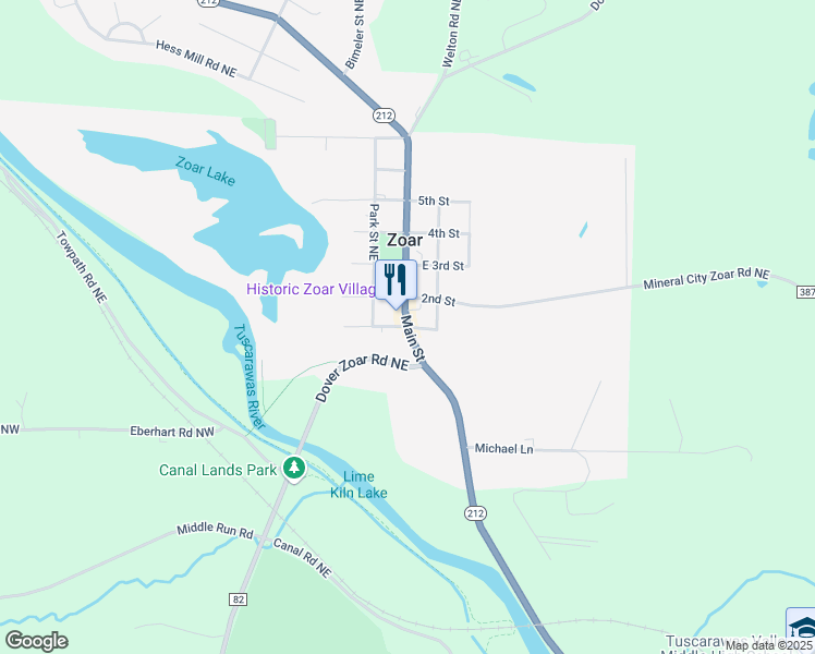 map of restaurants, bars, coffee shops, grocery stores, and more near 1st Street in Bolivar