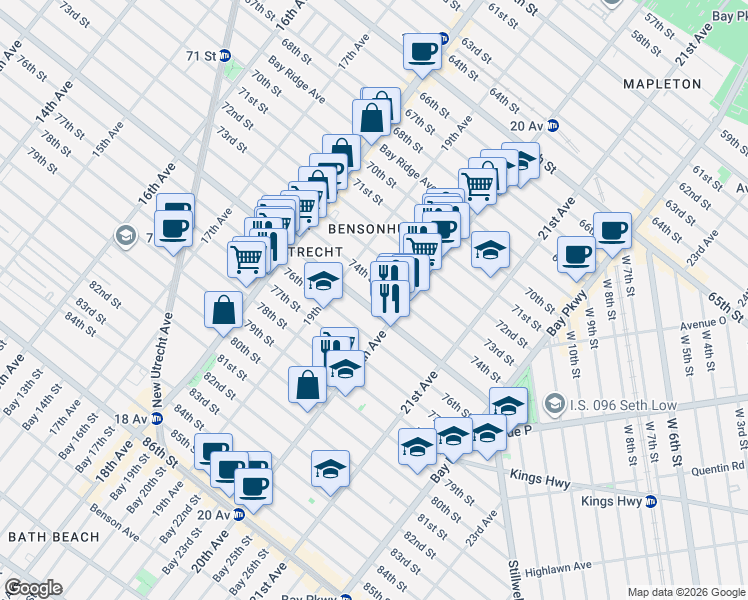 map of restaurants, bars, coffee shops, grocery stores, and more near in Brooklyn