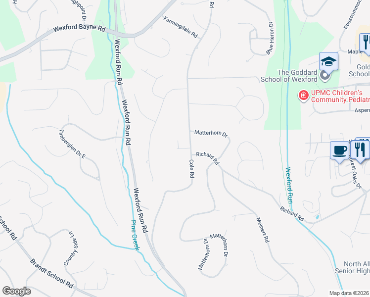 map of restaurants, bars, coffee shops, grocery stores, and more near 2583 Richard Road in Wexford