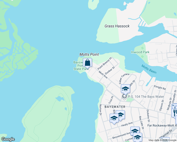 map of restaurants, bars, coffee shops, grocery stores, and more near 14-19 Point Breeze Place in Queens