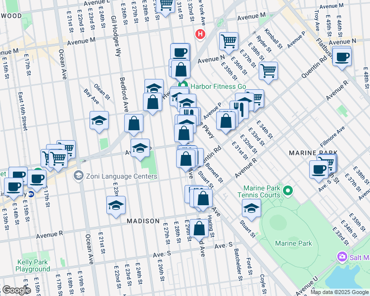 map of restaurants, bars, coffee shops, grocery stores, and more near 2992 Nostrand Avenue in Brooklyn