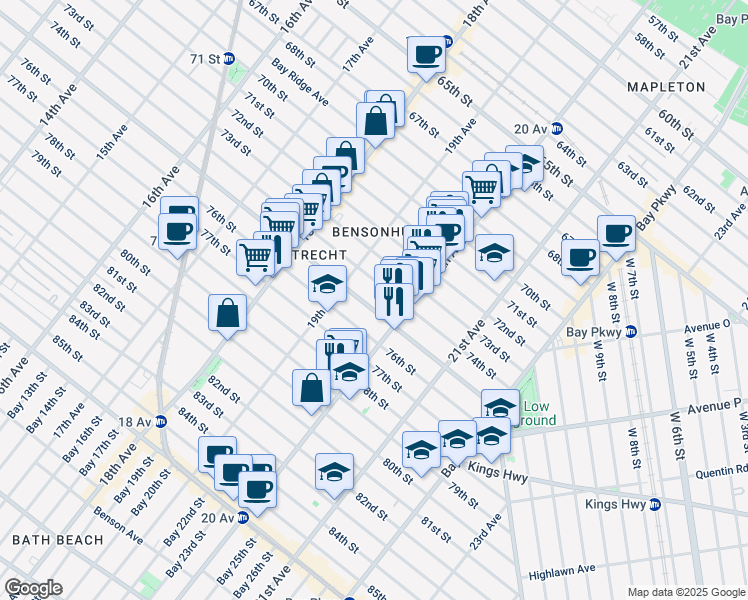 map of restaurants, bars, coffee shops, grocery stores, and more near in Brooklyn