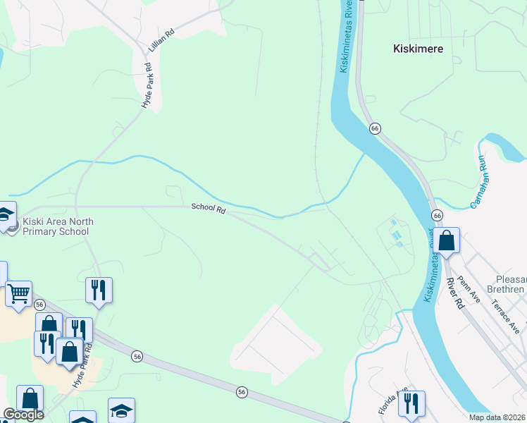 map of restaurants, bars, coffee shops, grocery stores, and more near 119 Whiteys Road in Leechburg