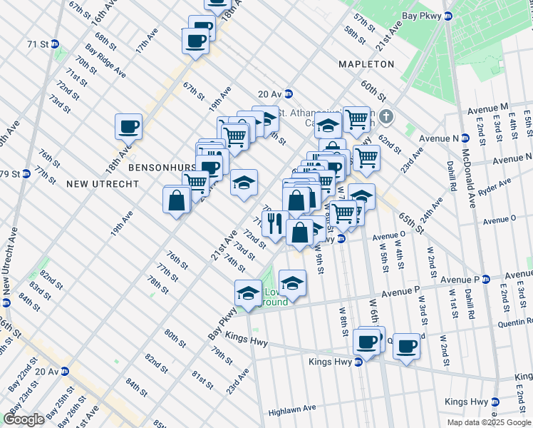 map of restaurants, bars, coffee shops, grocery stores, and more near in Brooklyn