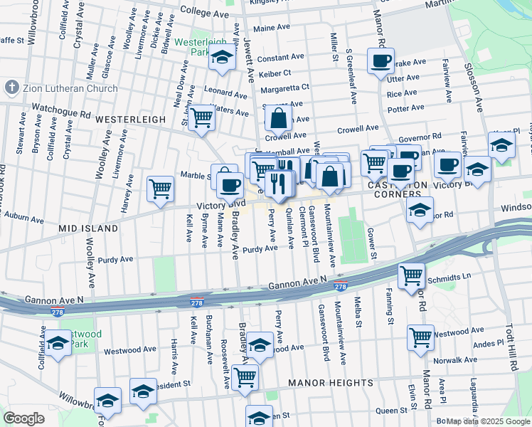 map of restaurants, bars, coffee shops, grocery stores, and more near in Staten Island