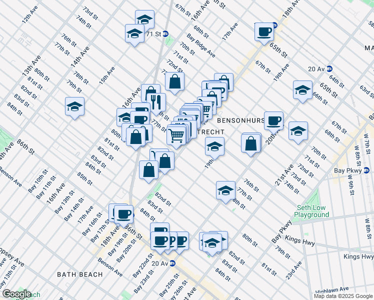 map of restaurants, bars, coffee shops, grocery stores, and more near in Brooklyn