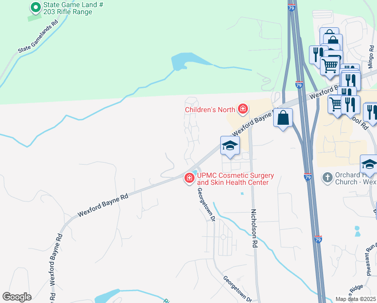 map of restaurants, bars, coffee shops, grocery stores, and more near 1604 Stone Mansion Drive in Sewickley