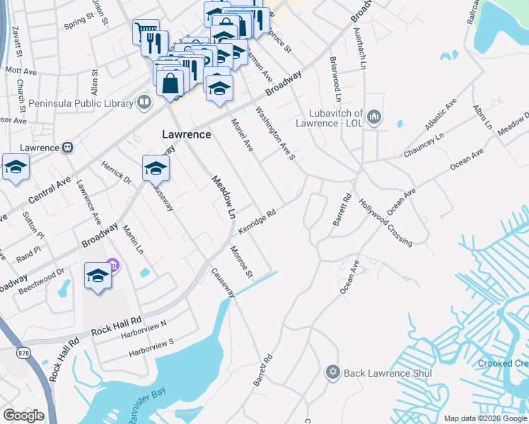 map of restaurants, bars, coffee shops, grocery stores, and more near 88 Margaret Avenue in Lawrence