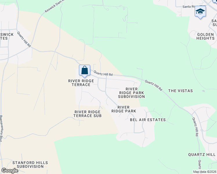 map of restaurants, bars, coffee shops, grocery stores, and more near 1471 River Ridge Drive in Redding