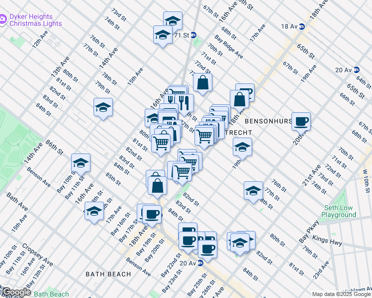 map of restaurants, bars, coffee shops, grocery stores, and more near in Brooklyn