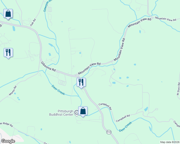 map of restaurants, bars, coffee shops, grocery stores, and more near 40 Mountain View Road in Allison Park