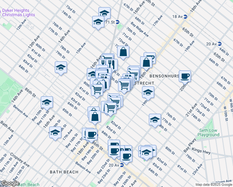 map of restaurants, bars, coffee shops, grocery stores, and more near in Brooklyn