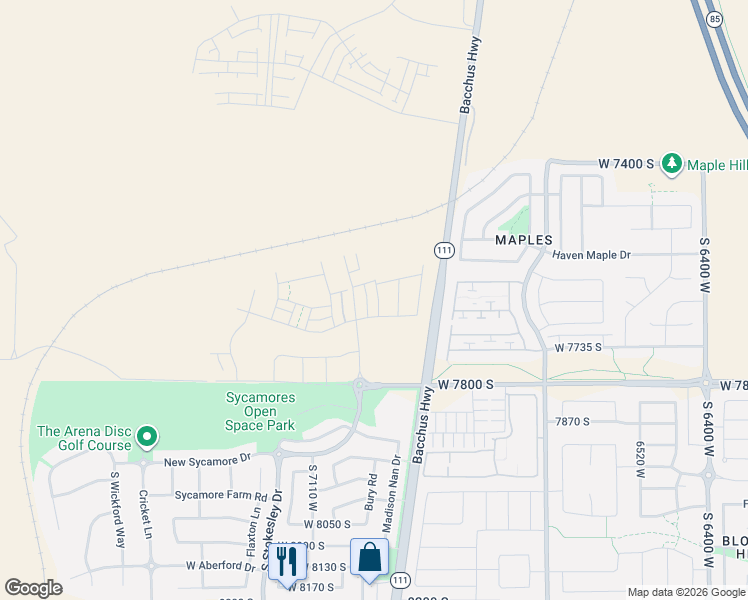 map of restaurants, bars, coffee shops, grocery stores, and more near in West Jordan