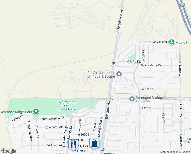 map of restaurants, bars, coffee shops, grocery stores, and more near in West Jordan