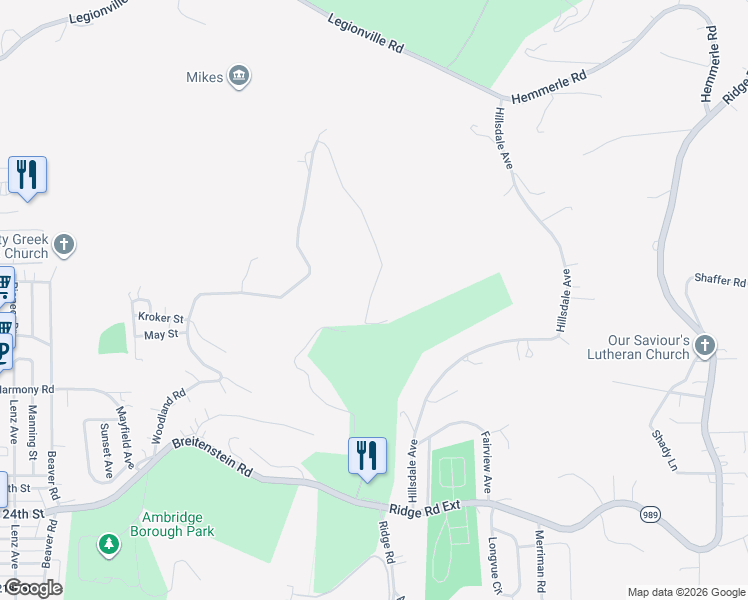 map of restaurants, bars, coffee shops, grocery stores, and more near 3055 Sylvan Road in Ambridge