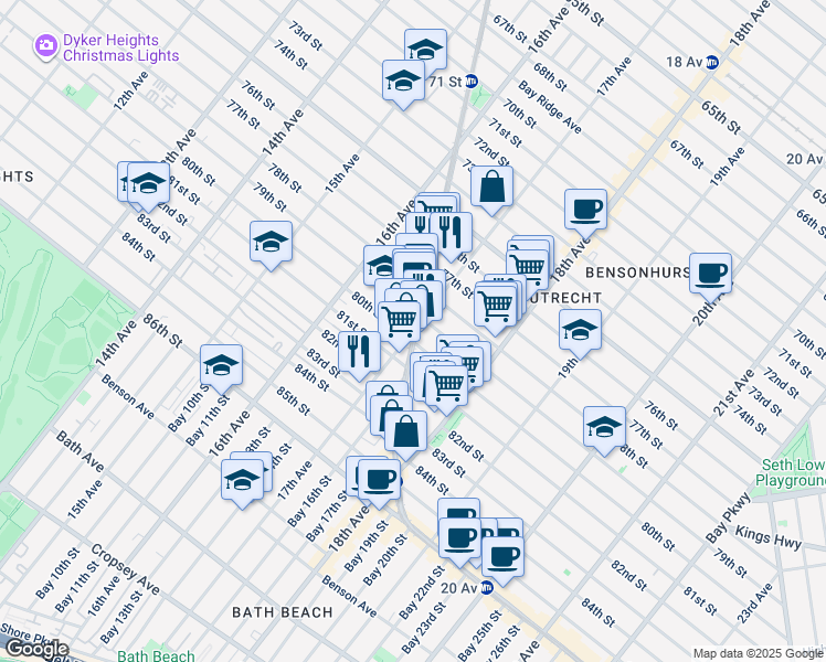 map of restaurants, bars, coffee shops, grocery stores, and more near in Brooklyn