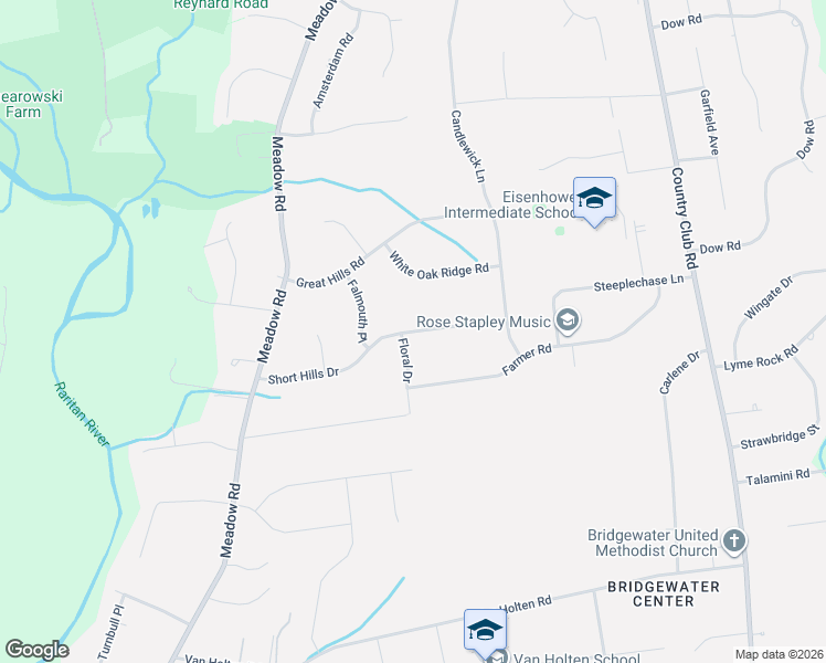 map of restaurants, bars, coffee shops, grocery stores, and more near 263 Short Hills Drive in Bridgewater Township