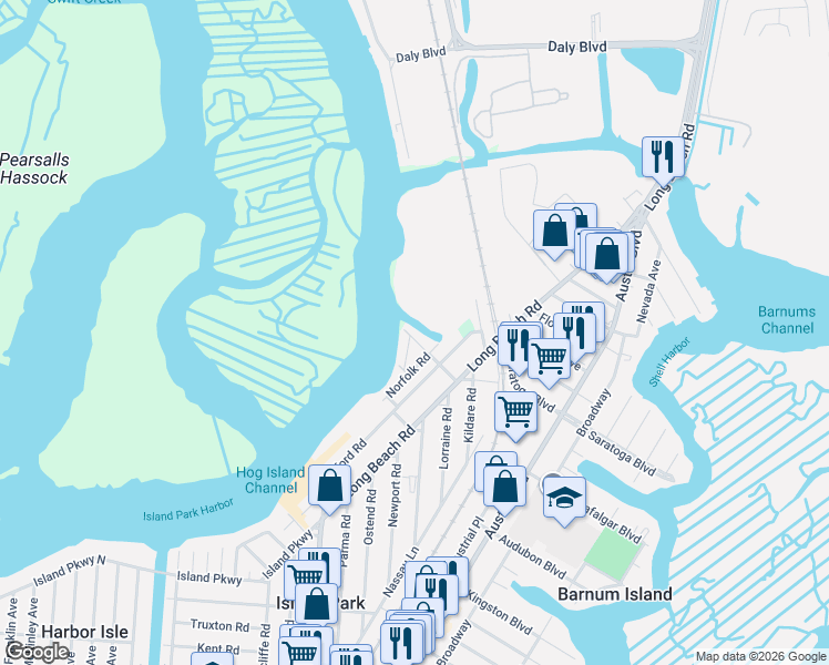 map of restaurants, bars, coffee shops, grocery stores, and more near 43 Redfield Rd in Island Park