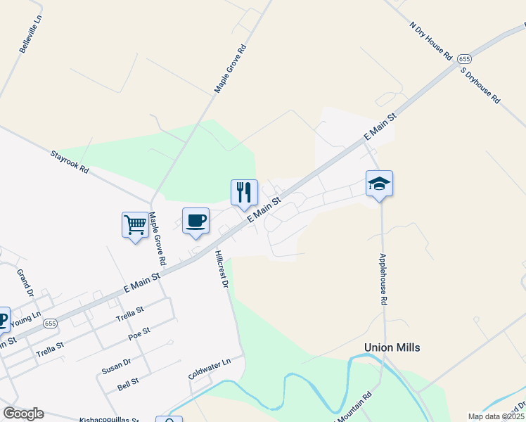 map of restaurants, bars, coffee shops, grocery stores, and more near 4430 East Main Street in Belleville