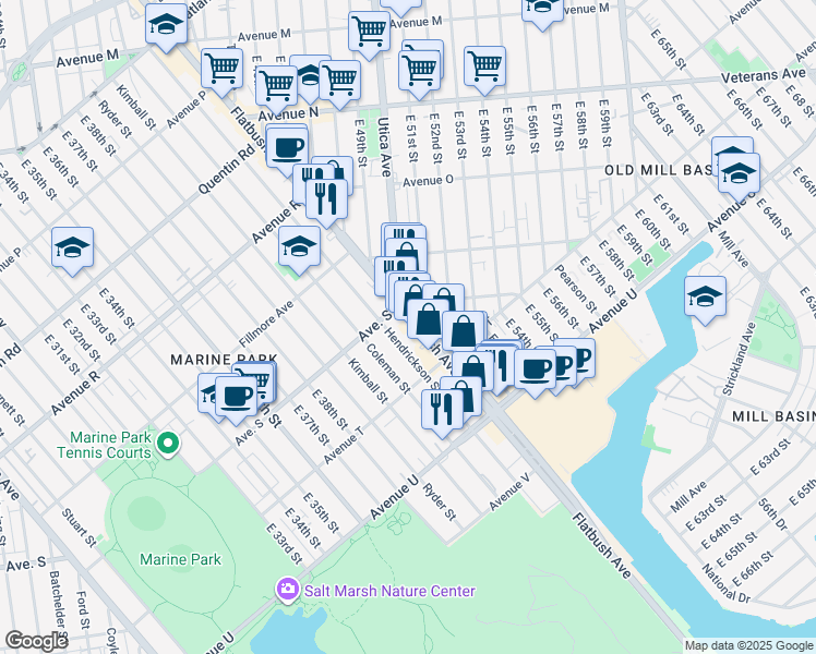 map of restaurants, bars, coffee shops, grocery stores, and more near 2364 Flatbush Avenue in Brooklyn