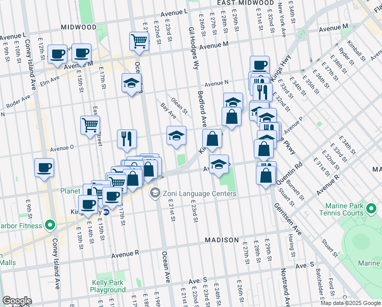 map of restaurants, bars, coffee shops, grocery stores, and more near in Brooklyn