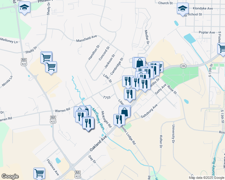 map of restaurants, bars, coffee shops, grocery stores, and more near 1903 Warren Road in Indiana