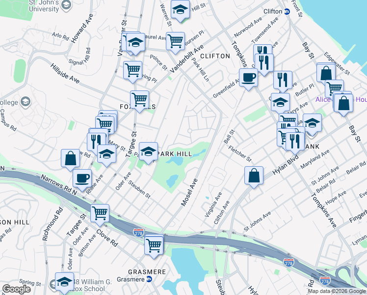 map of restaurants, bars, coffee shops, grocery stores, and more near 377 Skyline Drive in Staten Island