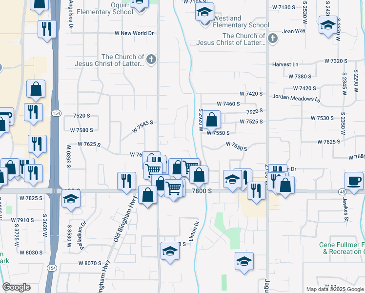 map of restaurants, bars, coffee shops, grocery stores, and more near 3171 West Summer Street in West Jordan