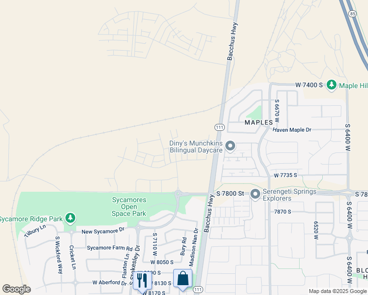 map of restaurants, bars, coffee shops, grocery stores, and more near in West Jordan