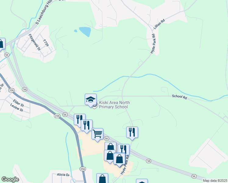 map of restaurants, bars, coffee shops, grocery stores, and more near 120 Carter Lane in Leechburg