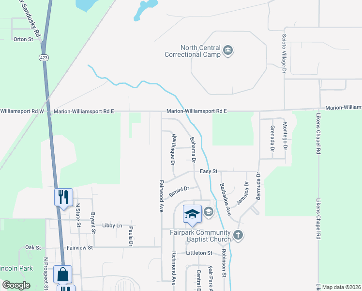 map of restaurants, bars, coffee shops, grocery stores, and more near 480 Biscayne Avenue in Marion
