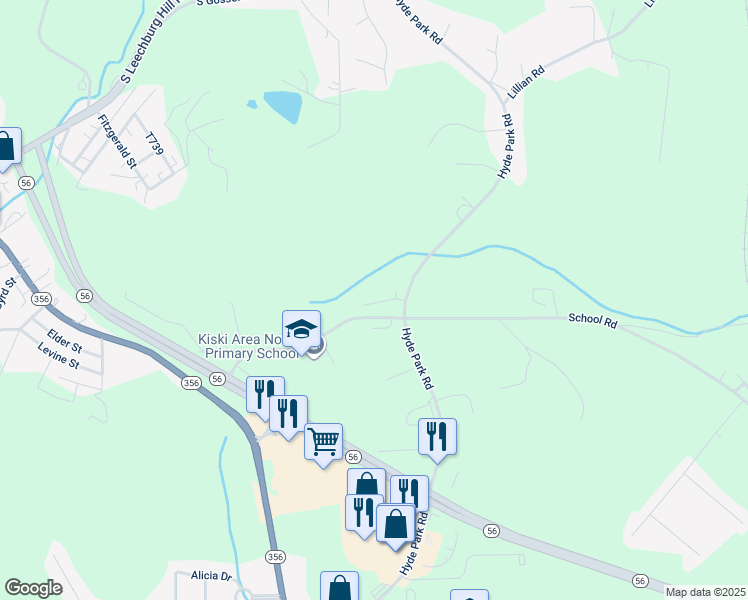 map of restaurants, bars, coffee shops, grocery stores, and more near 120 Carter Lane in Leechburg
