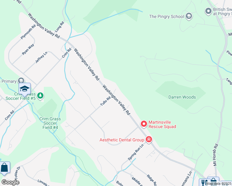 map of restaurants, bars, coffee shops, grocery stores, and more near 1701 Washington Valley Road in Bridgewater