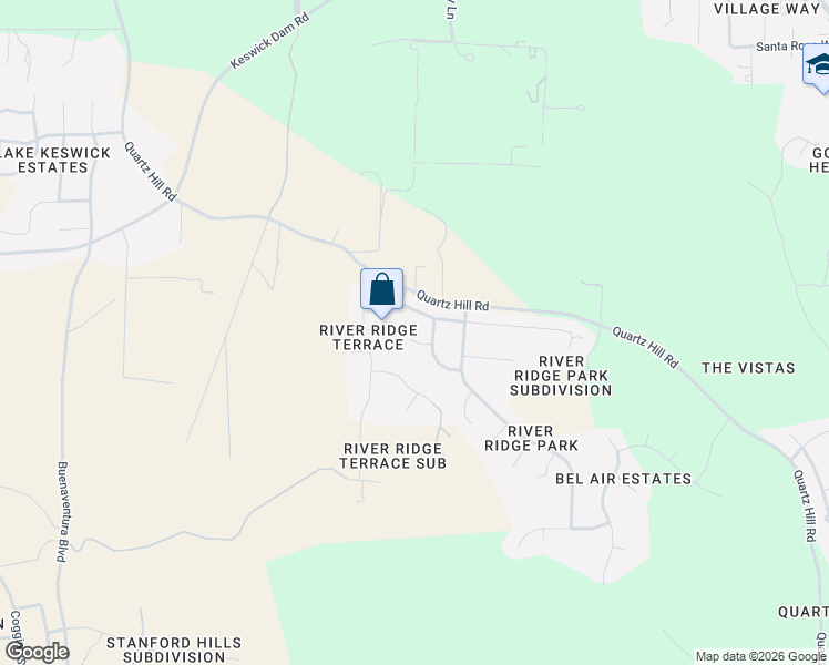 map of restaurants, bars, coffee shops, grocery stores, and more near 3490 Footbridge Court in Redding