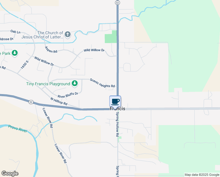 map of restaurants, bars, coffee shops, grocery stores, and more near 59 Scenic Heights Road in Kamas