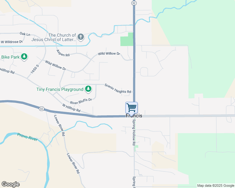 map of restaurants, bars, coffee shops, grocery stores, and more near 133 Scenic Heights Road in Kamas