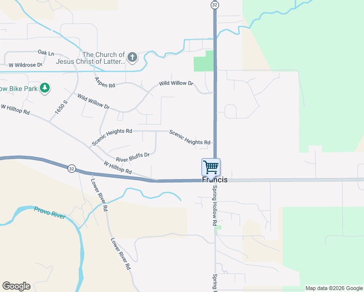 map of restaurants, bars, coffee shops, grocery stores, and more near 270 Scenic Heights Road in Kamas