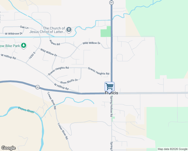 map of restaurants, bars, coffee shops, grocery stores, and more near 270 Scenic Heights Road in Kamas