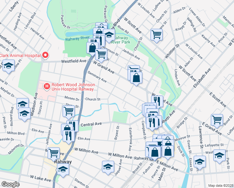 map of restaurants, bars, coffee shops, grocery stores, and more near 474 Hamilton Street in Rahway