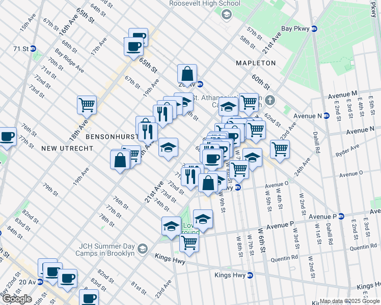 map of restaurants, bars, coffee shops, grocery stores, and more near in Brooklyn