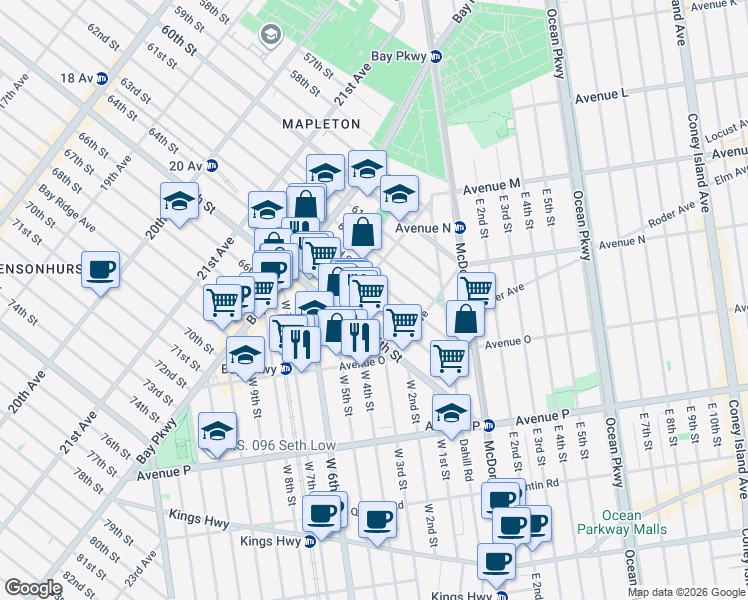 map of restaurants, bars, coffee shops, grocery stores, and more near in Brooklyn