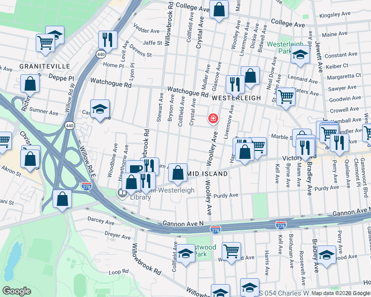 map of restaurants, bars, coffee shops, grocery stores, and more near 343 Collfield Avenue in Staten Island