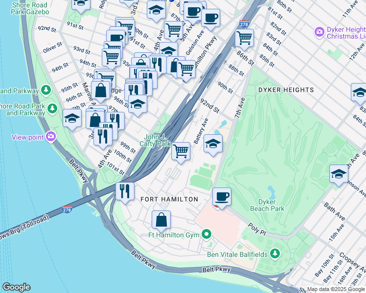 map of restaurants, bars, coffee shops, grocery stores, and more near 115 White Avenue in Brooklyn