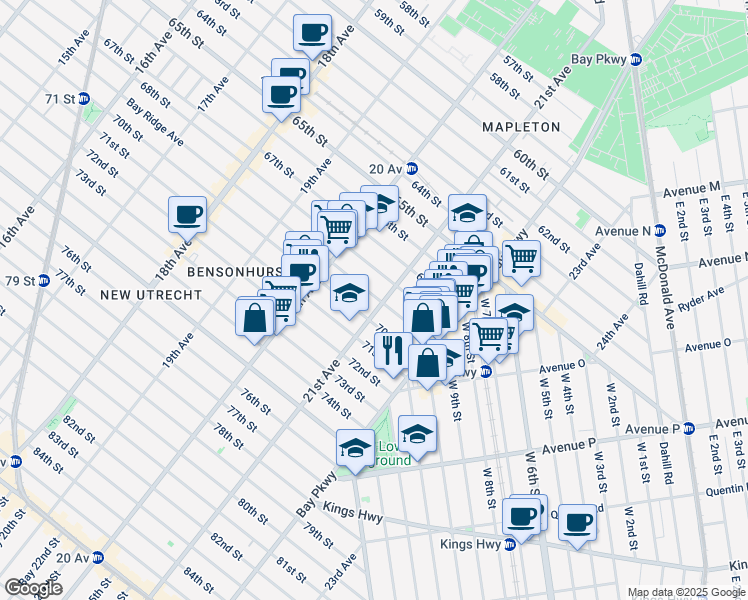 map of restaurants, bars, coffee shops, grocery stores, and more near in Brooklyn