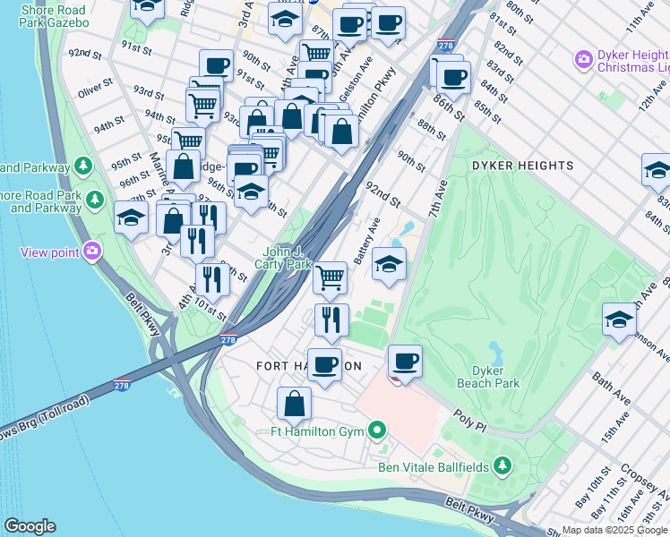 map of restaurants, bars, coffee shops, grocery stores, and more near 115 White Avenue in Brooklyn