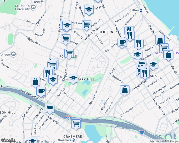 map of restaurants, bars, coffee shops, grocery stores, and more near 377 Skyline Drive in Staten Island