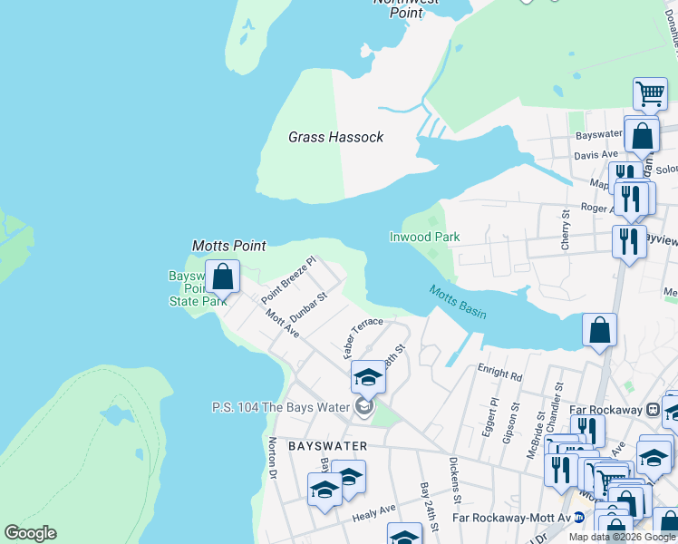 map of restaurants, bars, coffee shops, grocery stores, and more near 32-08 Plunkett Avenue in Queens